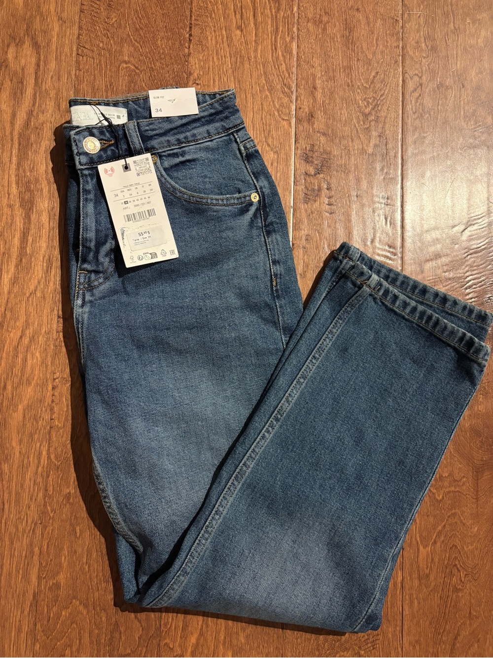 Zara High-Rise Women's Denim Jeans in Medium Blue